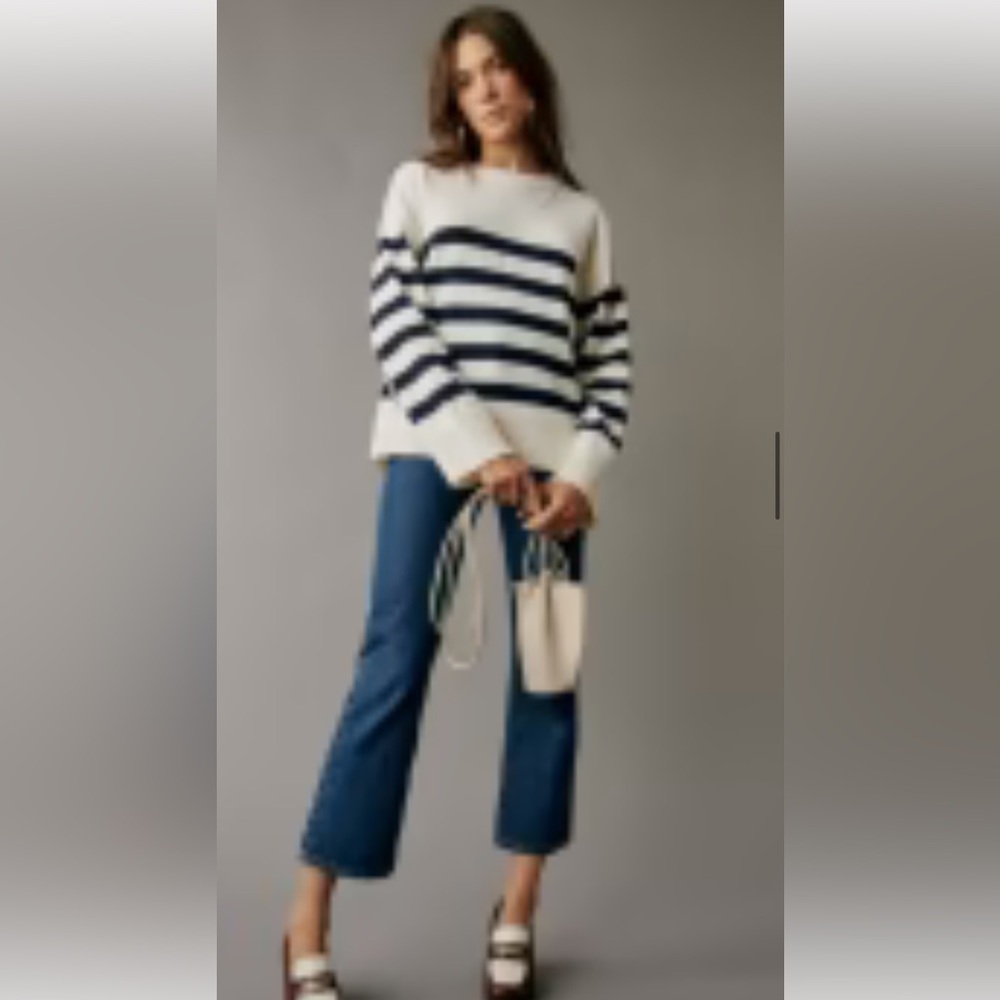Sezane Bastien Cream and Black Striped Sweater